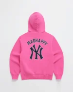 Madhappy Yankees Embroidered Fleece Pink Hoodie