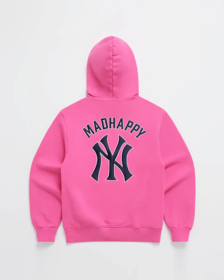 Madhappy Yankees Embroidered Fleece Pink Hoodie